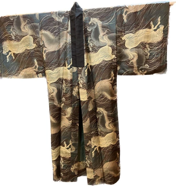 Vintage Silk Juban Kimono Antique NagaJuban Juban Horse pattern Japanese
