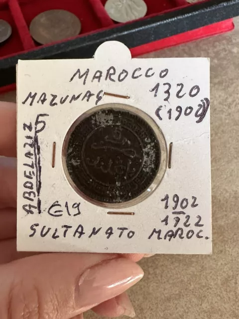 Coin Morocco 5 Mazunas Sultanate 1320 (1902) Pr
