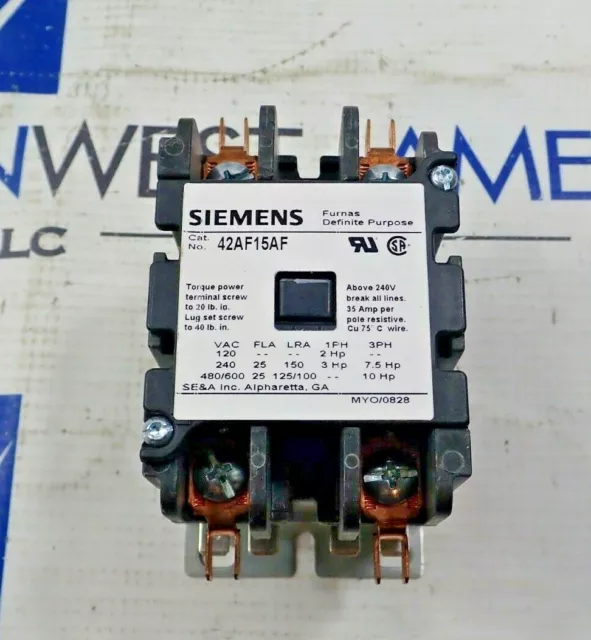 NEW Siemens 42AF15AF Definite Purpose Contactor 2 Pole 110/120V 25A