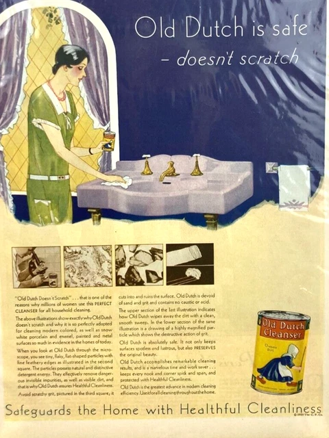 Vintage Old Dutch Cleanser Doesn't Scratch  1930 Magazine Print Ad I81