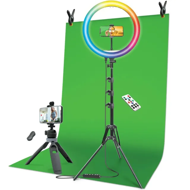 Bower Content Creator Kit With16-Inch RGB Ring Light, 62-Inch Adjustable Tripod.