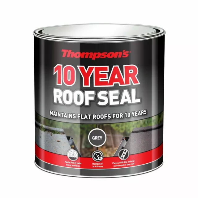 Thompsons Roof Seal 10 Year Weather Proof Roof Repair Rubber Paint Grey 1L