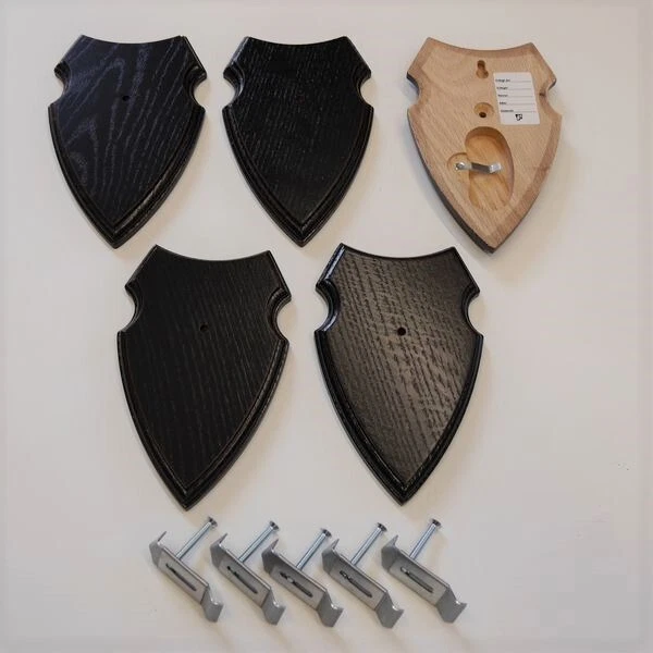 5 Pieza Escudo de Trofeo Ciervo Af 16 X10CM 1 Kf Oscuro 5x Ganchos Cornamenta