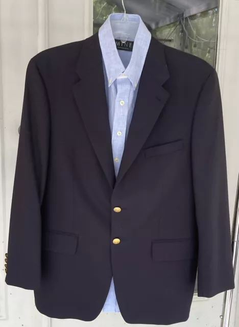 VTG POLO University Club Ralph Lauren Sport Coat Blazer Mens Navy Blue 42R Wool