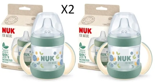 2 x NUK for Nature Sippy Cup - Baby Bottle | 6-18 Months | 150 ml | Anti-Colic |