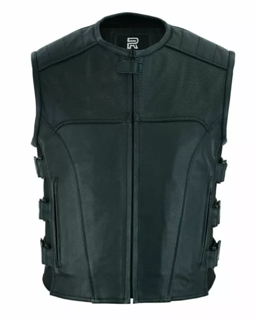 Gilet moto in pelle da uomo, vestibilità regolabile RAXUS K-20 taglia- XS-8XL