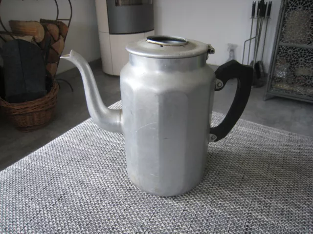 alte Kaffeekanne Aluminium Alu Kanne ohne Deckel 25 cm hoch Feldhaus Perko Deko 3