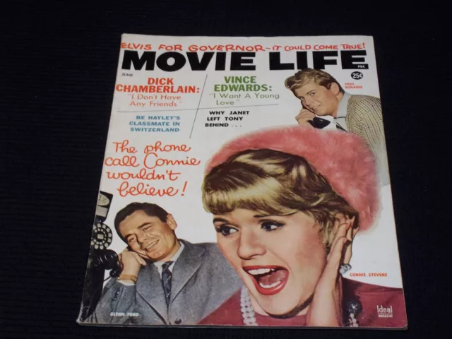 1962 June Movie Life Magazine - Connie Stevens Front Cover - E 1401