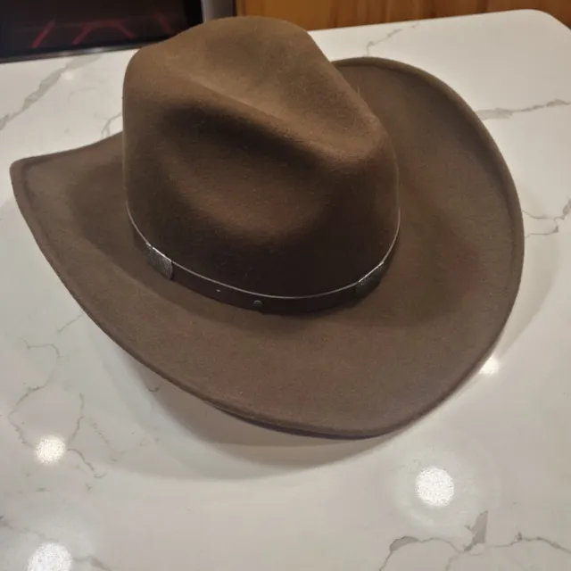 Bradley Leisure Felt Hat Large Brown 100% Wool Southwest Style Water Repellent