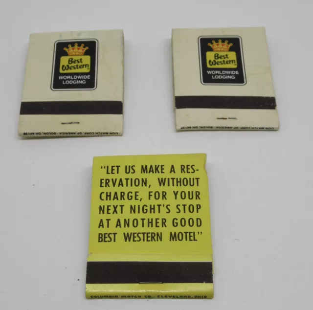 Best Western WorldWide Lodging Motels LOT of 3 FULL Matchbook's 2