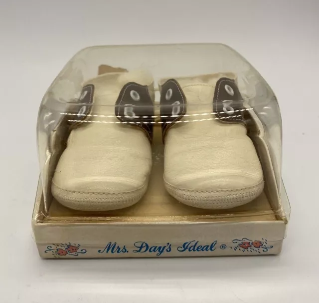 Mrs Days Ideal Baby Doll Crib Shoes Infant Style 31 Brown White Size 0 Vtg