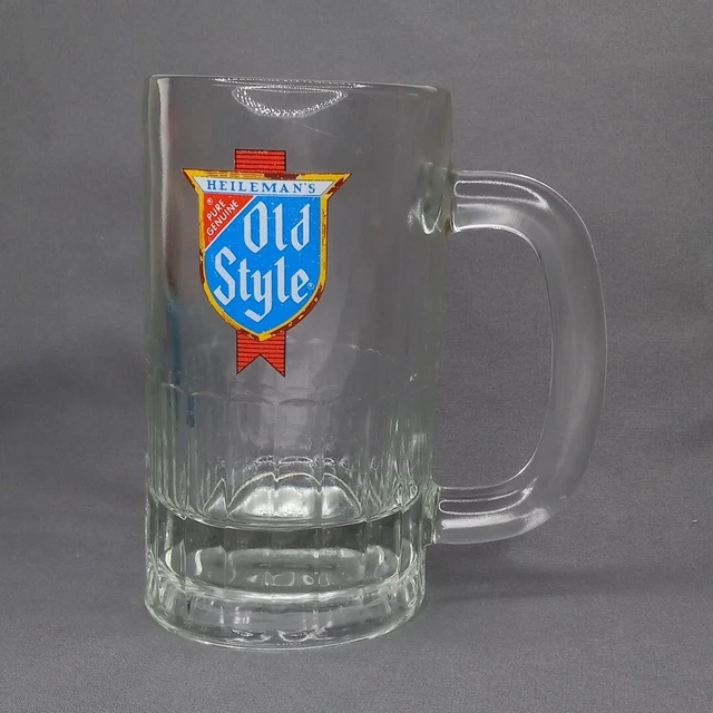 Vintage Heilman's Old Style Heavy Clear Glass 12 Oz Beer Mug -Barwear