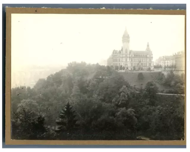 Luxembourg, Vue sur la ville  Vintage silver print. Tirage argentique  8x11