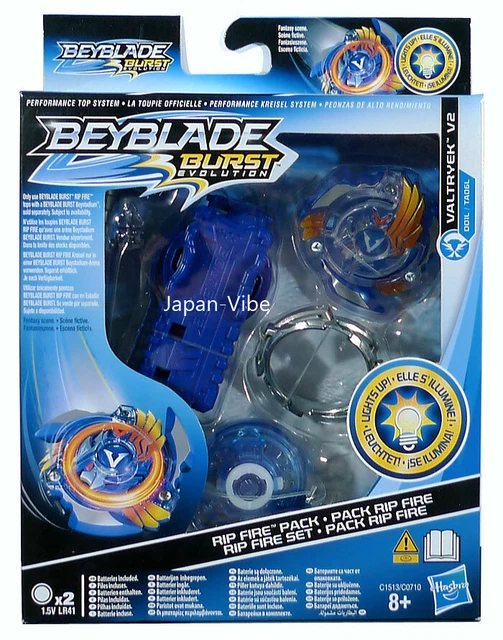 Verre Pokemon Toupie Beyblade Burst Valtryek V2 Rip Fire Avec Effet Lumière - Battle Set Hasbro Neuf Pyrobut V
