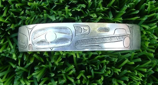 Vintage Haida Eagle, Northwest Coast, Sterling Silver Bracelet, Signed