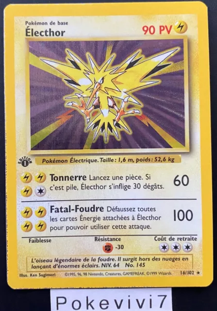 Carte Pokemon ELECTHOR 16/102 Holo Set de Base EDITION 1 Wizards FR