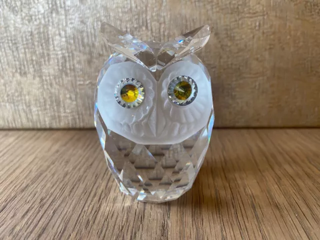 SWAROVSKI CRYSTAL 6.5 cm LARGE OWL YELLOW EYES