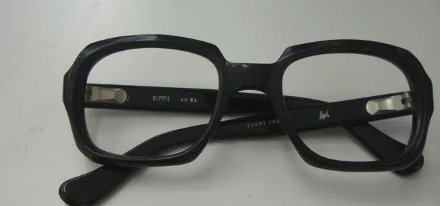 Original Vintage Hand-Made Classic Black Ulysse Boxy Frame Eyeglass French Made