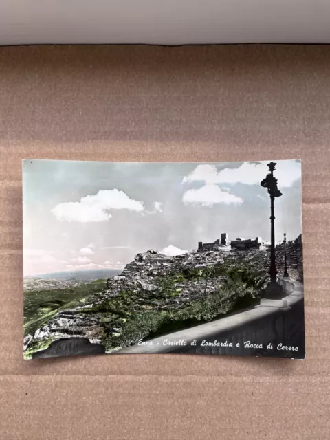 Cartolina Enna - Castello Di Lombardia E Rocca Di Cerere  -  Viaggiata 1955