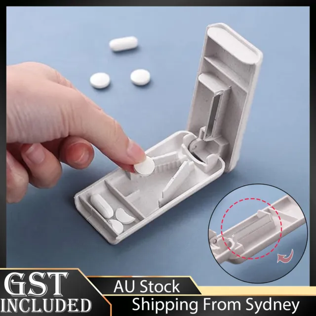 Pill Cutter Medicine Box  Splitter Grinder Crusher Storage Case Portable pills