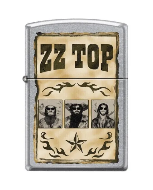 Zippo Windproof Lighter ZZ TOP ROCK BAND Street Chrome NEW IN BOX FREE POST