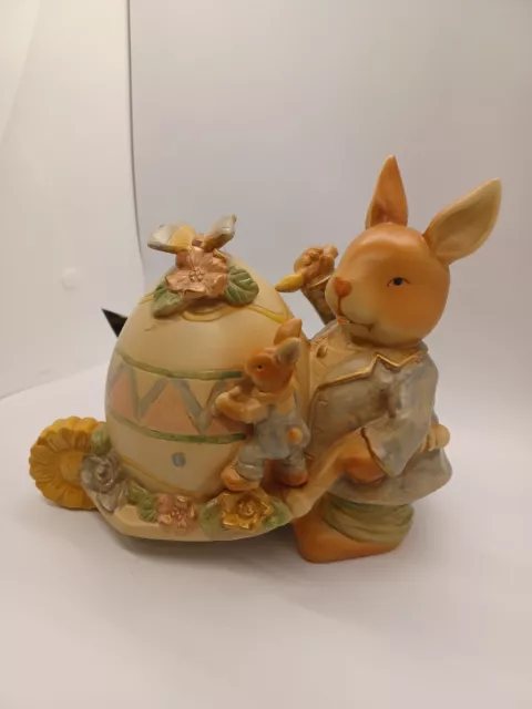 Easter, Musical Rabbit with Egg Cart plays Easter Parade, Wind up Music Box