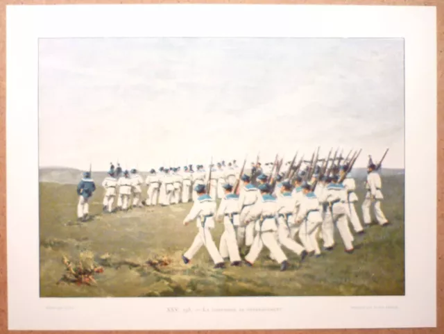 NOS MARINS - The Landing Company - Photochromy late 19th Engraving