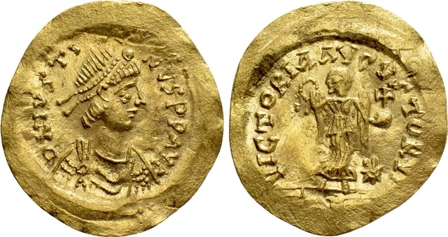 Byzantine Empire, Justin II AV Tremissis, Constantinople Mint, Ancient Gold Coin
