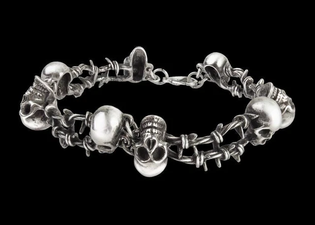 Bracciale Di Corda Con Pendente Charm In Argento Teschio, Fatto A M... | Su