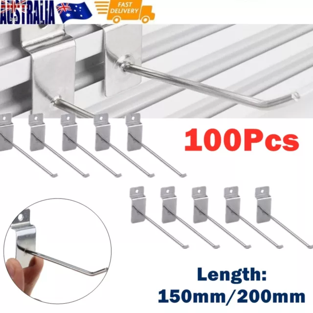 100Pcs Slatwall Hooks 150mm To 200mm Slat Wall Grooved Panel Hook 4MM Hangers