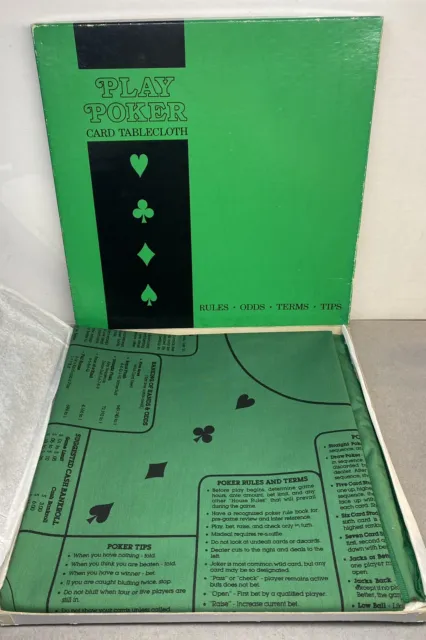 Vintage Poker Card Game Playing Table Cloth  44” By 44” In Box