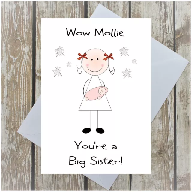 Personalised Big Sister Congratulations Card New Big Sister Holding New Baby