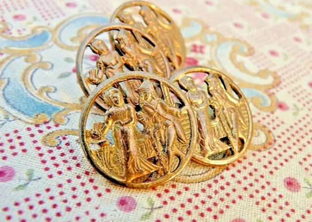 LOT 2 ANCIENS BOUTONS EN MÉTAL AJOURÉ "Incroyable et Merveilleuse" XIXe de 1,9cm