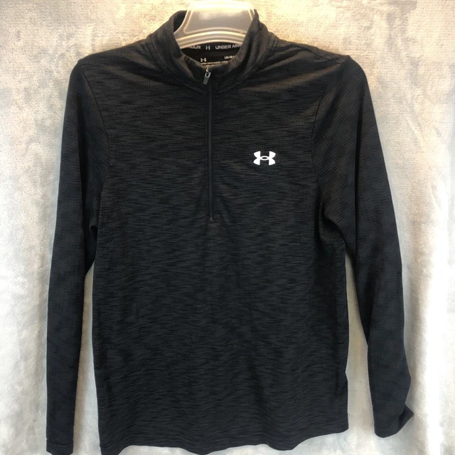 Under Armour Men's L 1/4 Zip Fitted Lightweight Long Sleeve Top Textured Black