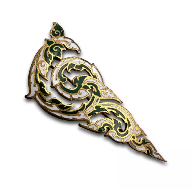 Antique 1920s French Champleve Enamel Brooch Pin