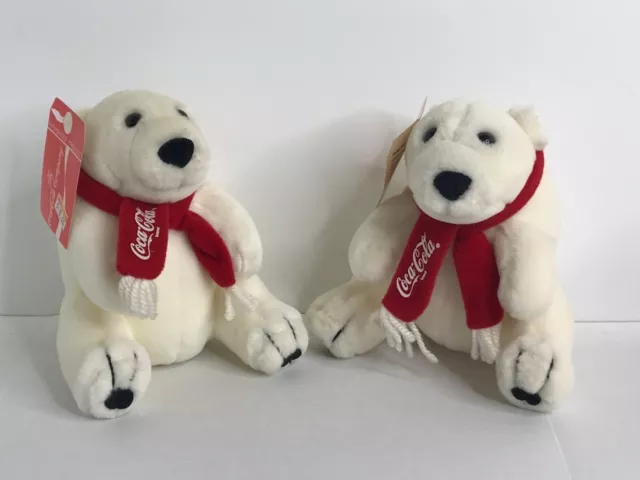 Coca Cola 1993 Dakin Plush Polar Bears - Lot Of 2 Bears - With Tags