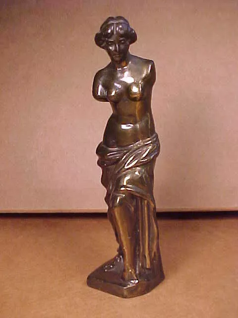 Vintage Bronze Venus de Milo Nude Woman Statue Aphrodite of Melos 6" Inches Tall