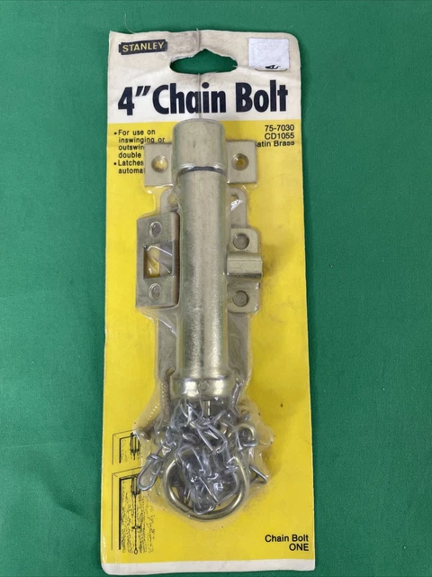 Stanley 4" Satin Brass Reversible Door Security Chain Bolt Lock 75-7030 CD1055