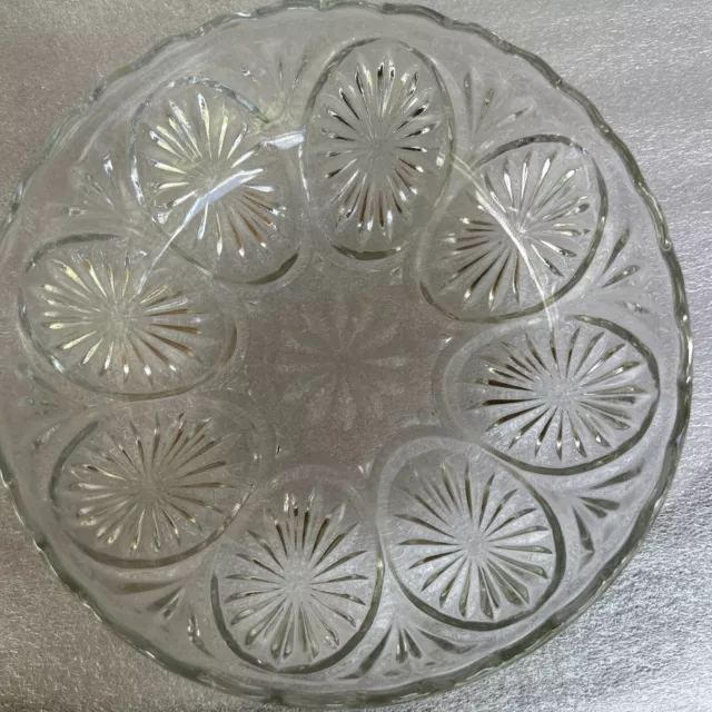 Vintage Clear Glass Bowl Palm Fleur Pattern