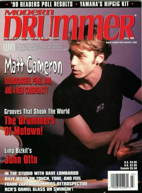 Modern Drummer Magazine July 1999 Soundgarden Matt Cameron John Ott Frank Zappa