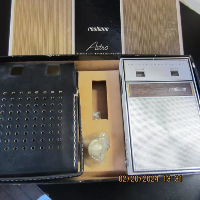 Astro Realtone 12 Transistor Radio With Box Jacket Earphone