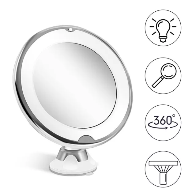 10X Magnifying Mirror With LED Lights Make Up Shaving Illuminated Cosmetic UK