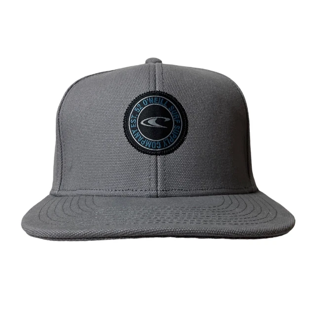 O’Neil Grey Canvas Patch Logo Mens Hat Adjustable Backing OSFM NWT