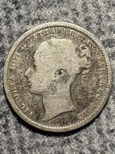 Gb 1872 Queen Victoria Silver Shilling Coin, In Nice Very Fine Grade.