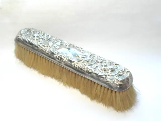 Antique Edwardian Sterling Silver Mounted Hand Brush, Birmingham 1907