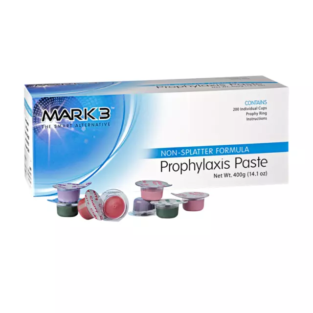 Dental Prophy Paste 200 Cups Prophylaxis Non Splatter Mark3 All Grits & Flavors