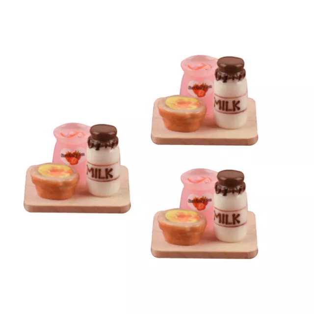 3 Pcs Mini Marmelade Miniatur-Lebensmittelfiguren Holzmodell-Ornament Möbel