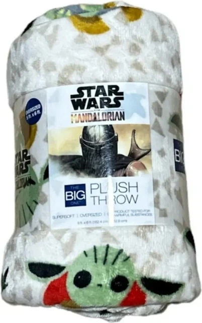THE BIG ONE Star Wars The Mandalorian Grogu Plush Throw Blanket 5 ft x ...