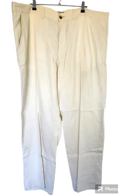 M&S Collection Regular Men Linen Blend Stone/Cream Pants - Size 44x33 Brand New