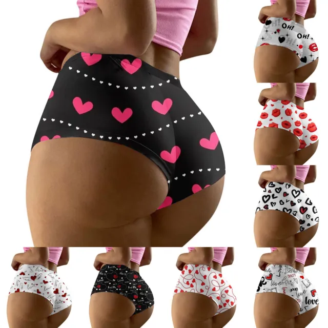 Women's Valentine's Day Heart Printed Seamless Breathable Low Waist Underwear